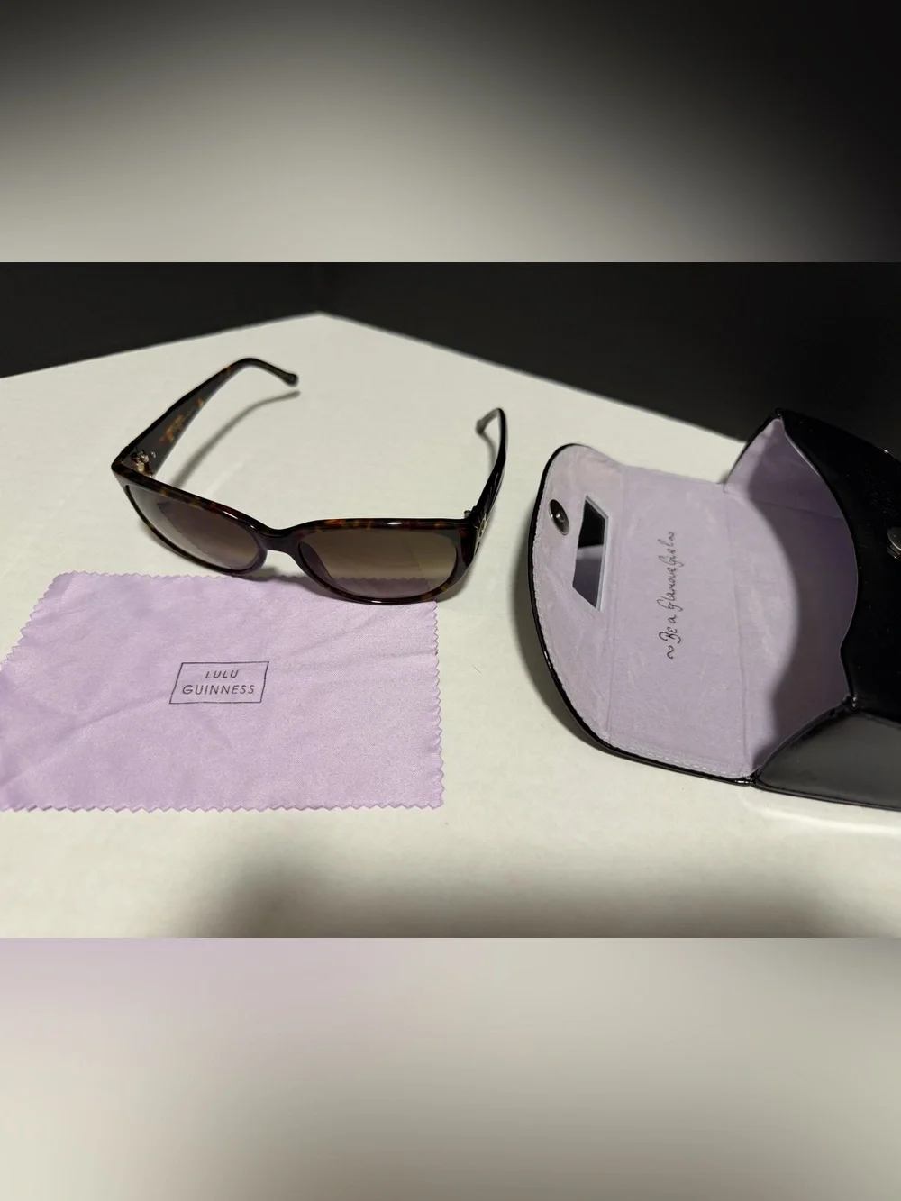 LuluGuinness Women's Tortoiseshell Cat-Eye Sunglasses with Brown Gradient Lenses